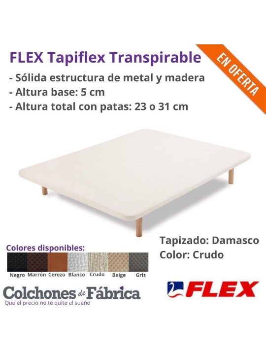 Base Tapizada Con Patas de Madera Blanca y Tejido 3D Transpirable, Color  Negro, Medidas 135x190 cm