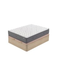 Pack Flex Nimbus Visco + Madera 25: confort, firmeza y almacenaje elegante.