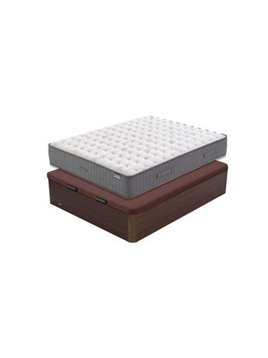Pack Flex Nimbus Visco + Madera 25: confort, firmeza y almacenaje elegante.