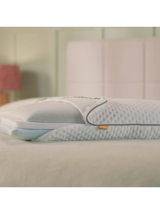 Disposición modular de las espumas Confort Soft y viscoelástica dentro de la almohada Emma Cooling Adapt.