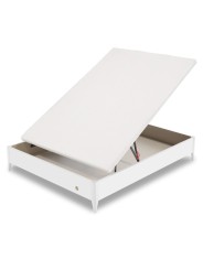 Perspectiva lateral del canapé abatible Flex Madera con patas abierto en blanco