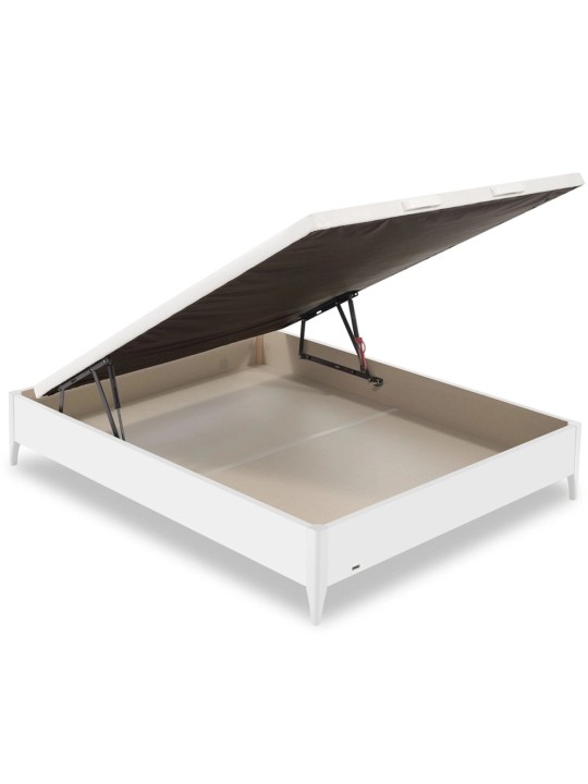 Canapé Flex Madera con patas en color blanco, con arcón interior útil de 19 cm.