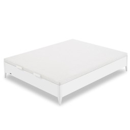 Pata redonda de madera maciza de haya en acabado blanco con 12 cm de altura libre al suelo.