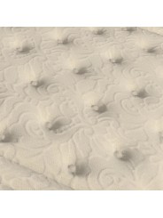 Detalle del acolchado tradicional capitoné en Tejido Stretch con fibras naturales de lino.
