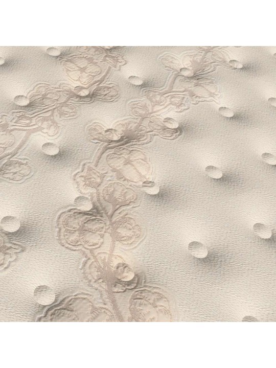 Detalle de la tapicería en Tejido Stretch Algodón con bordados florales del colchón Termovisco Naturalia